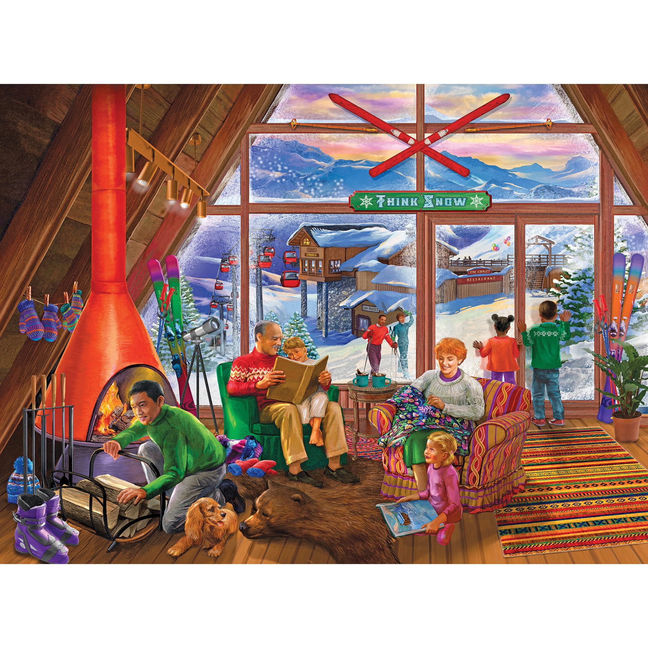 Amazon.com: RoseArt - Back to The Past - Ski Lodge - 750